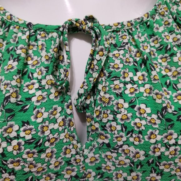W5 top Medium floral print peplum peasant tie neck keyhole boho Anthropologie - Picture 6 of 11